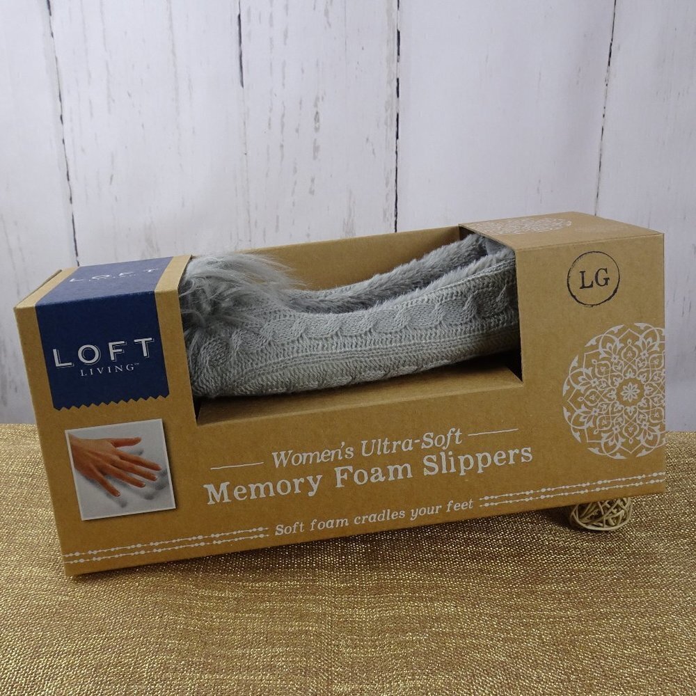 Loft Living Ultra Soft Memory Foam Slippers L New
